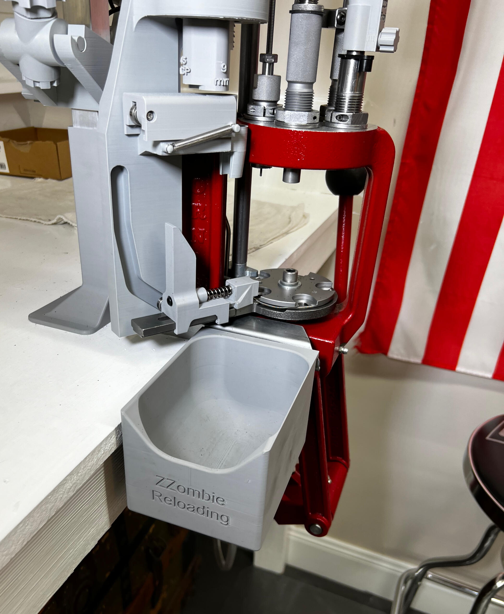 Case Drop Assembly attached to Hornady LNL Hornady reloading